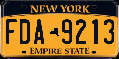 NY license plate FDA9213
