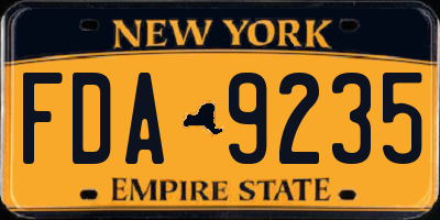 NY license plate FDA9235
