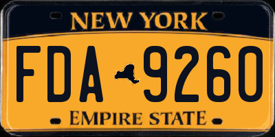 NY license plate FDA9260
