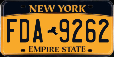 NY license plate FDA9262