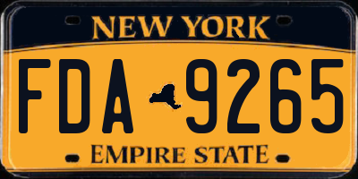 NY license plate FDA9265