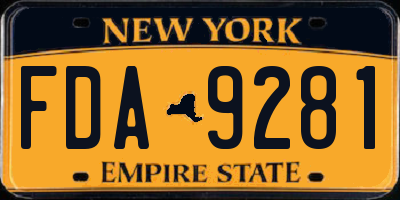 NY license plate FDA9281