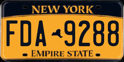 NY license plate FDA9288