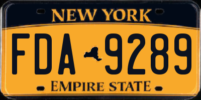 NY license plate FDA9289