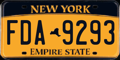 NY license plate FDA9293