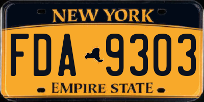 NY license plate FDA9303
