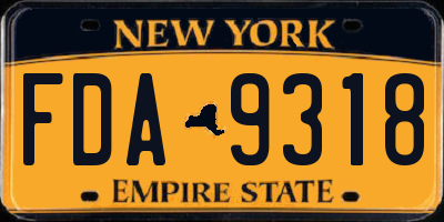 NY license plate FDA9318