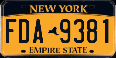 NY license plate FDA9381