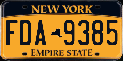 NY license plate FDA9385