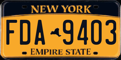 NY license plate FDA9403