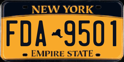 NY license plate FDA9501