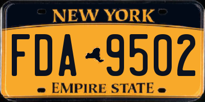 NY license plate FDA9502