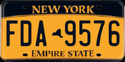 NY license plate FDA9576