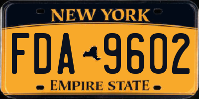 NY license plate FDA9602