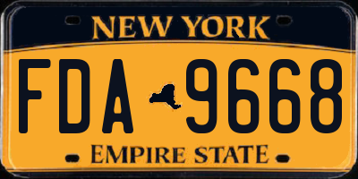 NY license plate FDA9668