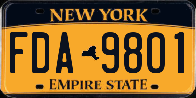 NY license plate FDA9801
