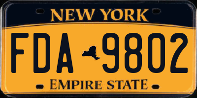 NY license plate FDA9802