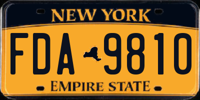 NY license plate FDA9810