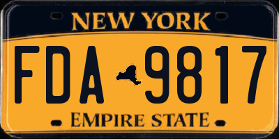 NY license plate FDA9817