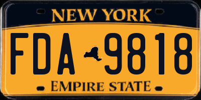 NY license plate FDA9818