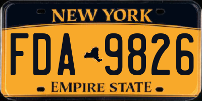 NY license plate FDA9826