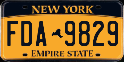 NY license plate FDA9829