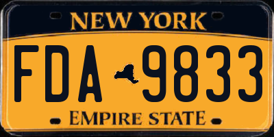 NY license plate FDA9833