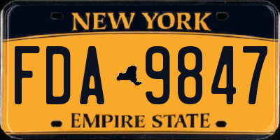 NY license plate FDA9847
