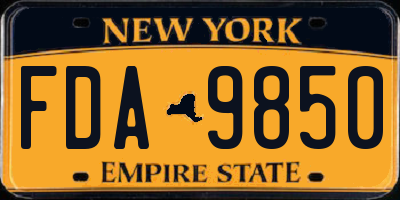 NY license plate FDA9850