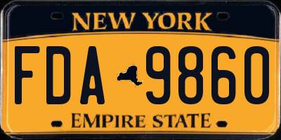 NY license plate FDA9860