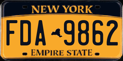 NY license plate FDA9862