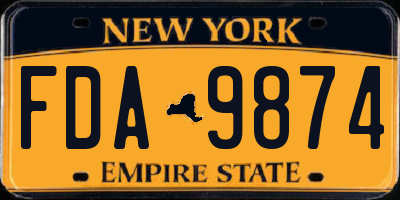 NY license plate FDA9874