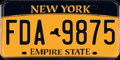 NY license plate FDA9875