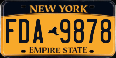NY license plate FDA9878