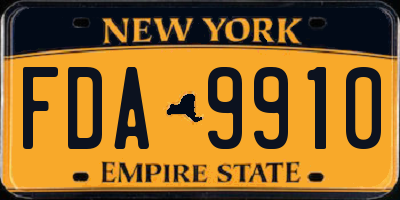 NY license plate FDA9910