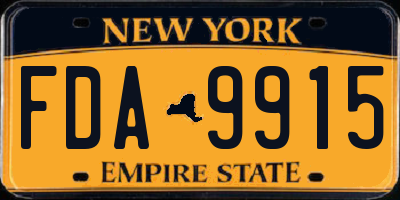 NY license plate FDA9915