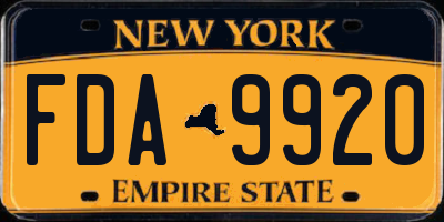 NY license plate FDA9920