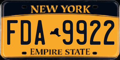 NY license plate FDA9922