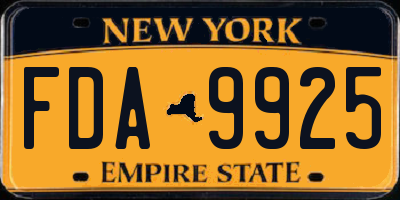 NY license plate FDA9925