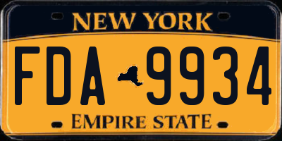 NY license plate FDA9934