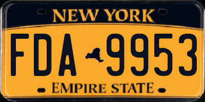 NY license plate FDA9953