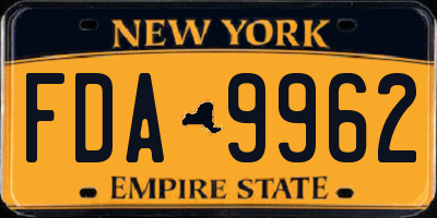 NY license plate FDA9962