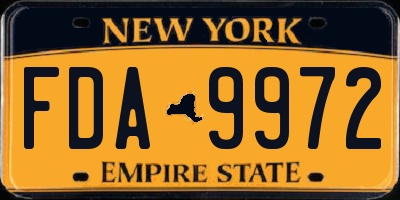 NY license plate FDA9972