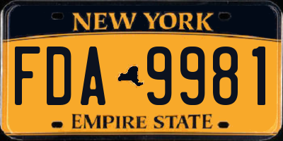 NY license plate FDA9981