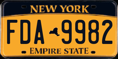NY license plate FDA9982