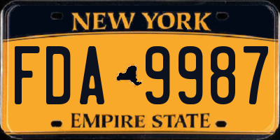 NY license plate FDA9987
