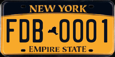 NY license plate FDB0001