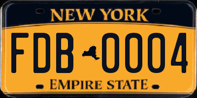 NY license plate FDB0004