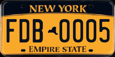 NY license plate FDB0005
