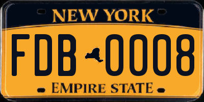 NY license plate FDB0008